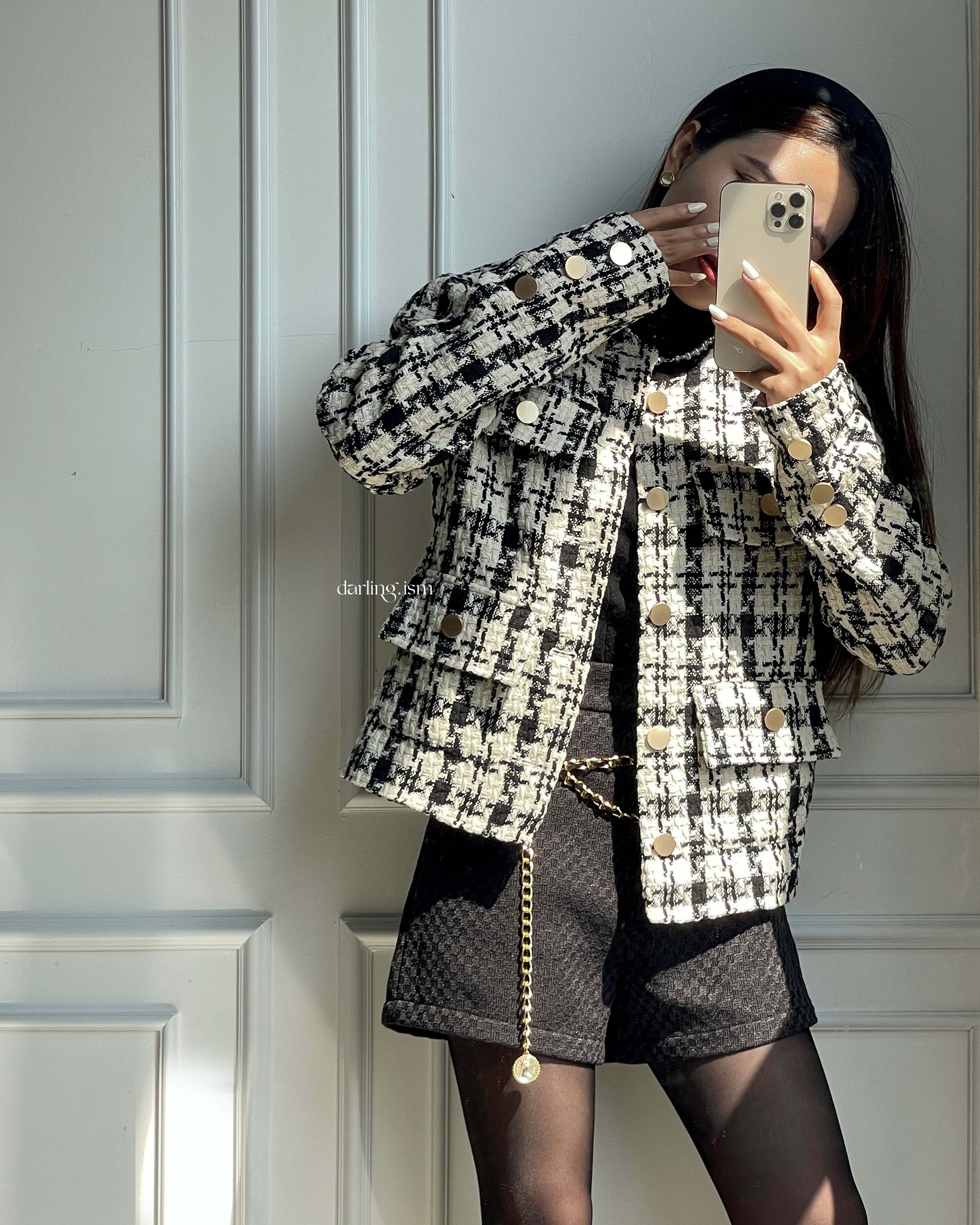 áo khoác tweed cổ tròn jade jacket - darling.ism