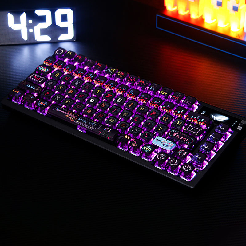 Key Cap Cat Dance Hertz Key Cap Cyberpunk Mechanical Keyboard Customized Pbt Transparent Double-Layer Milk Custard 87 108 Rkr75 Only Key Cap