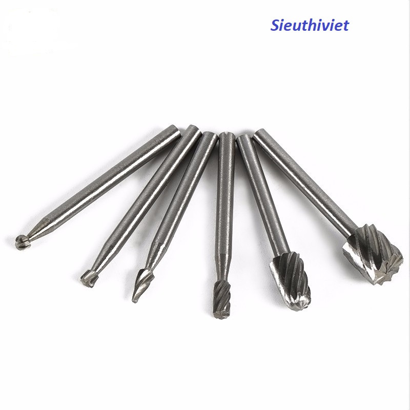 Bộ 6 mũi khắc mài làm lũa chạm trổ HSS cao cấp