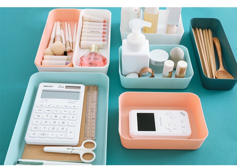 Khay nhựa chia ngăn hộc tủ đũa muỗng - SIZE S hộp đựng đồ màu pastel