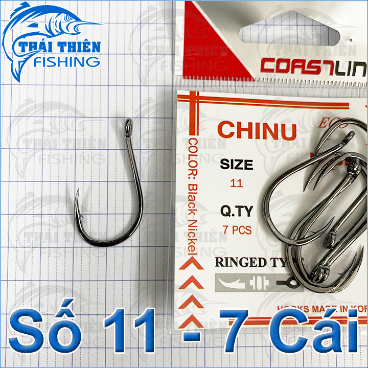 Lưỡi Câu Cá Coastline Chinu Black Nickel Made By Korea