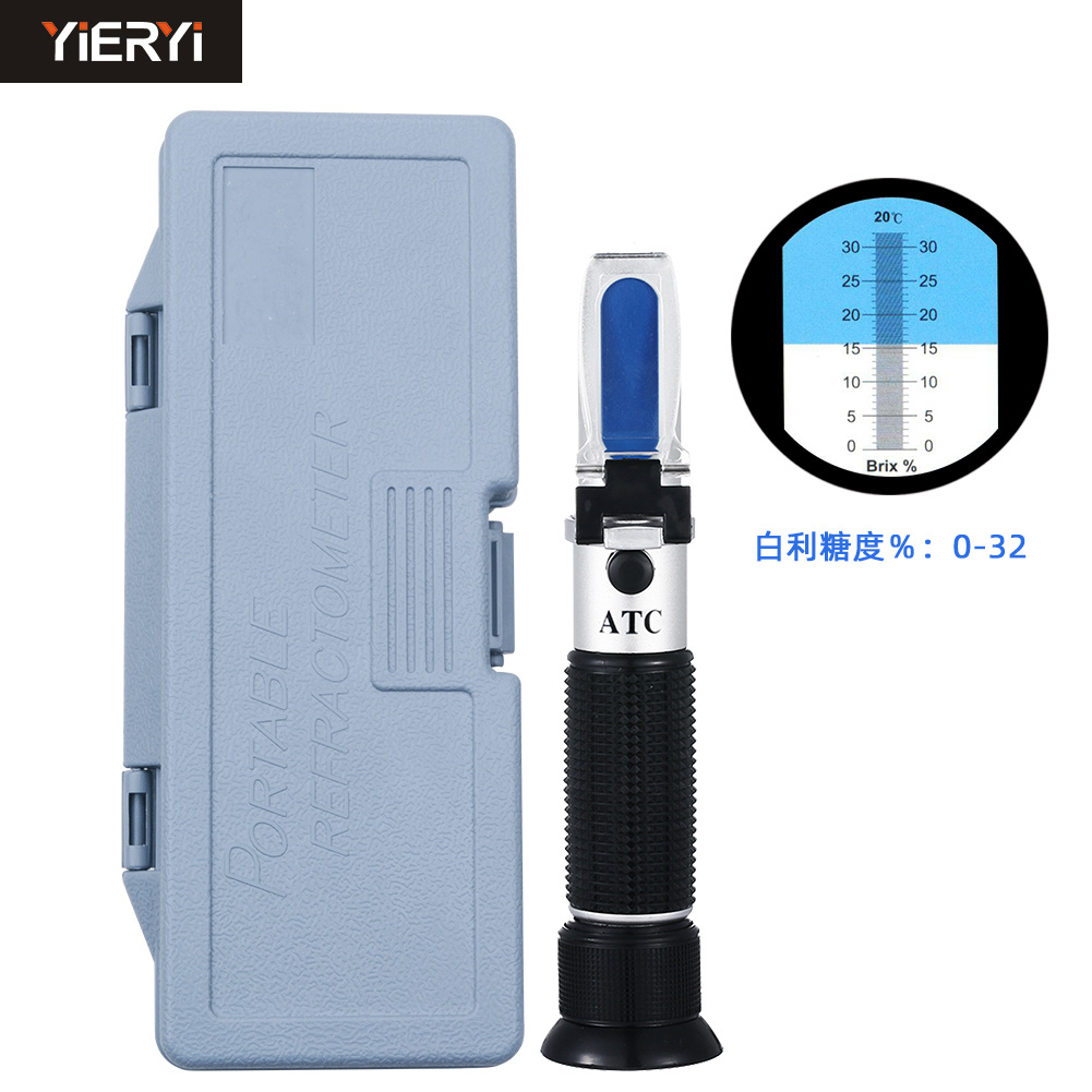 yieryi Handheld Brix 32 Refractometer Sugar Meter Fruit Sugar Meter Sugar Tester Saccharimeter Sugar Content Test
