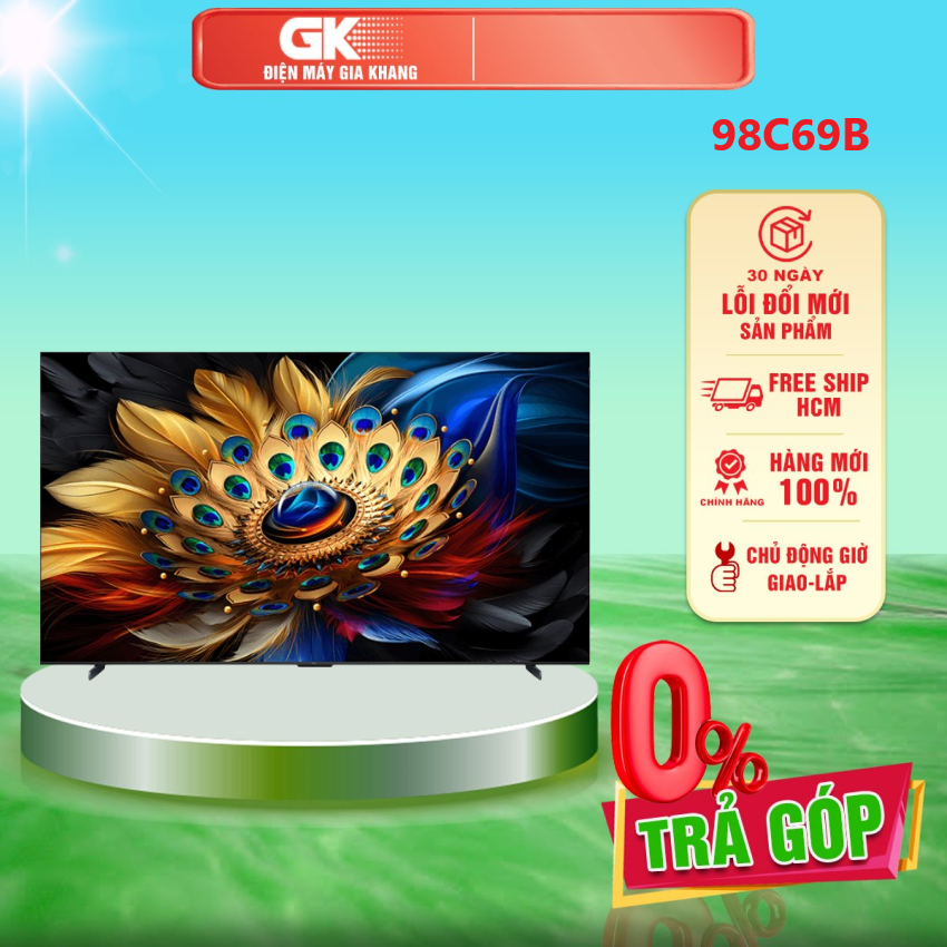 Google tivi qled tcl 4k 98 inch 98c69b - miracast, google cast giúp chiếu hình từ điện thoại lên tivi - giao toàn quốc - freeship hcm