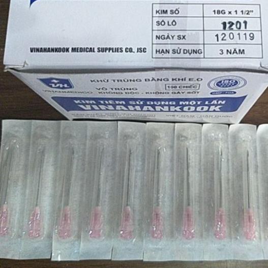 Kim tiêm 18G, 20G, 23G, 25G, 26G x 1" Vinahankook hộp 100 đầu kim