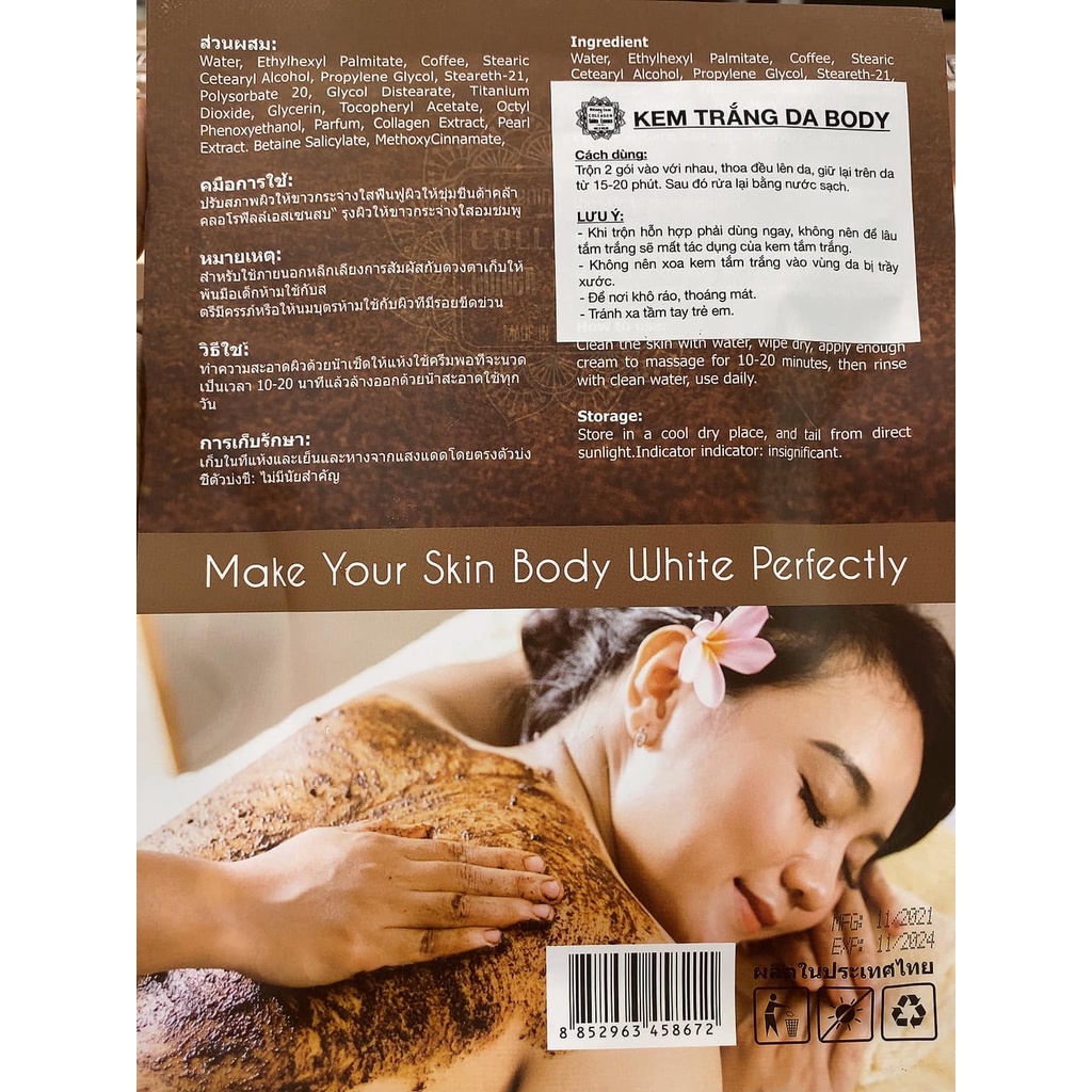 tắm trắng body collagen cà phê Thái Lan (chuẩn hàng)
