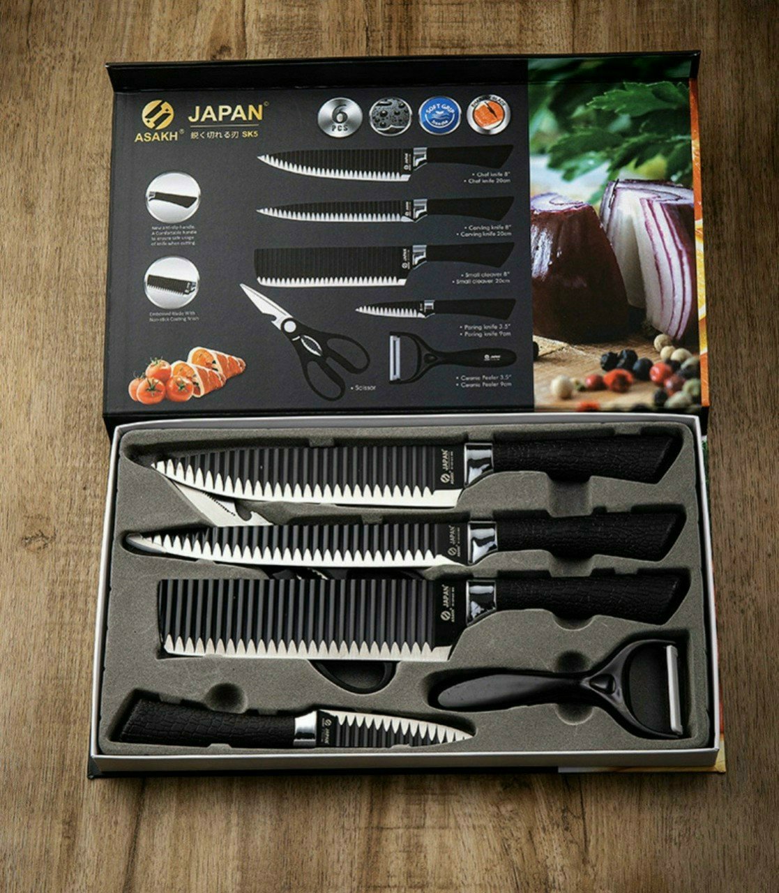 Bộ Dao Nhật Bản 6 Món Chống Dính Cao Cấp