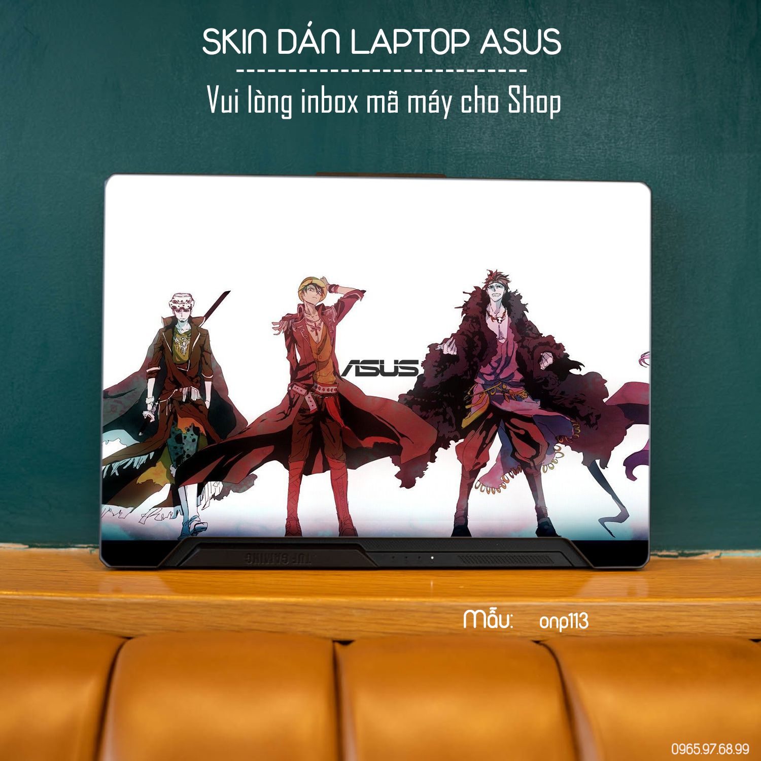 Decal Skin dán Laptop Asus mẫu One Piece (inbox mã máy cho shop)