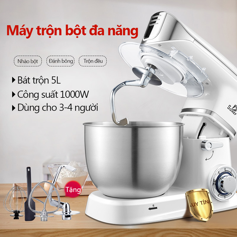 Giá bán Máy trộn bột máy đánh trứng cỡ lớn đa năng bát inox 5 lít công suất 1000W máy trộn bột đánh kem làm bánh tiện dụng Redepshop