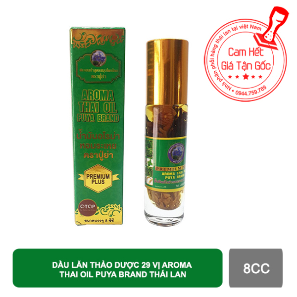 Dầu lăn thảo dược 29 vị Aroma Thai Oil Puya Brand Thái Lan
