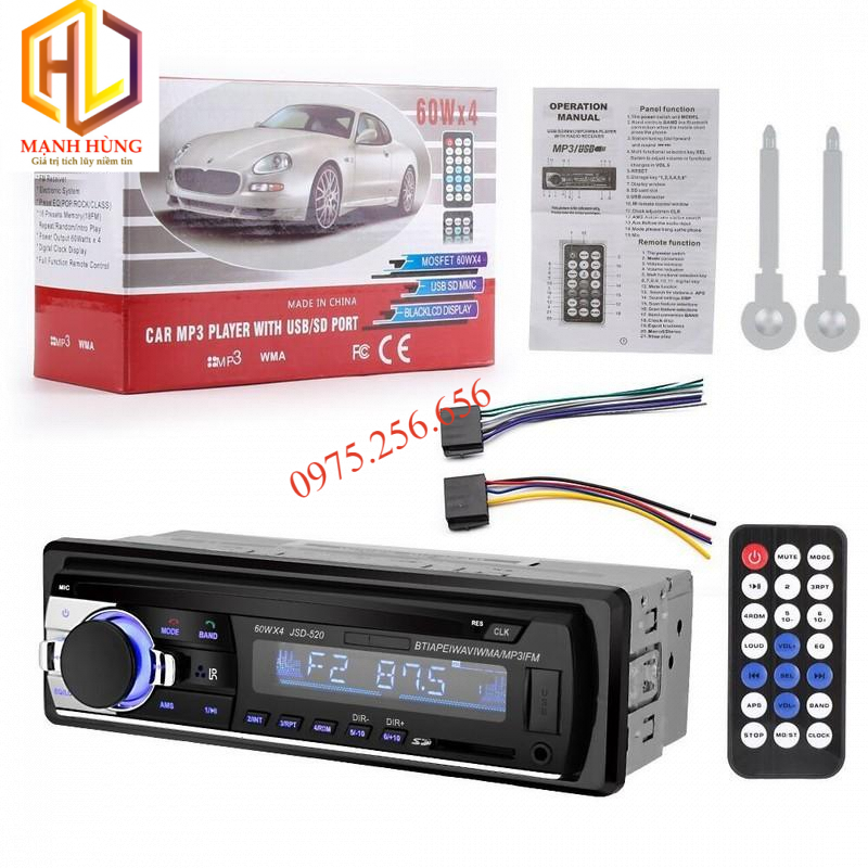 [Hỗ trợ lắp đặt] Đầu nghe nhạc MP3 hỗ trợ Bluetooth kiêm Đài FM cho Ô tô 24V JSD
