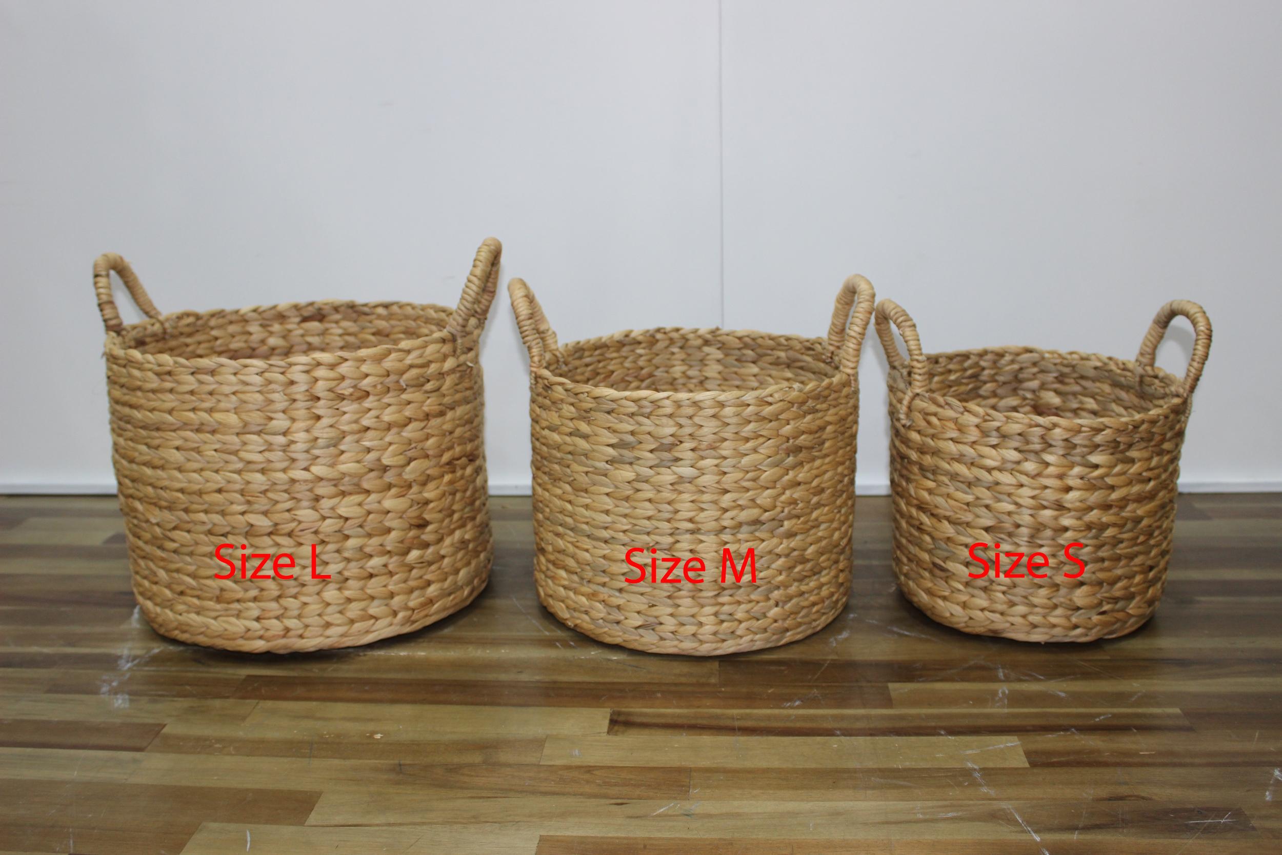Giỏ lục bình tròn đựng đồ đa năng Smile Decor có quai cầm (đủ size)