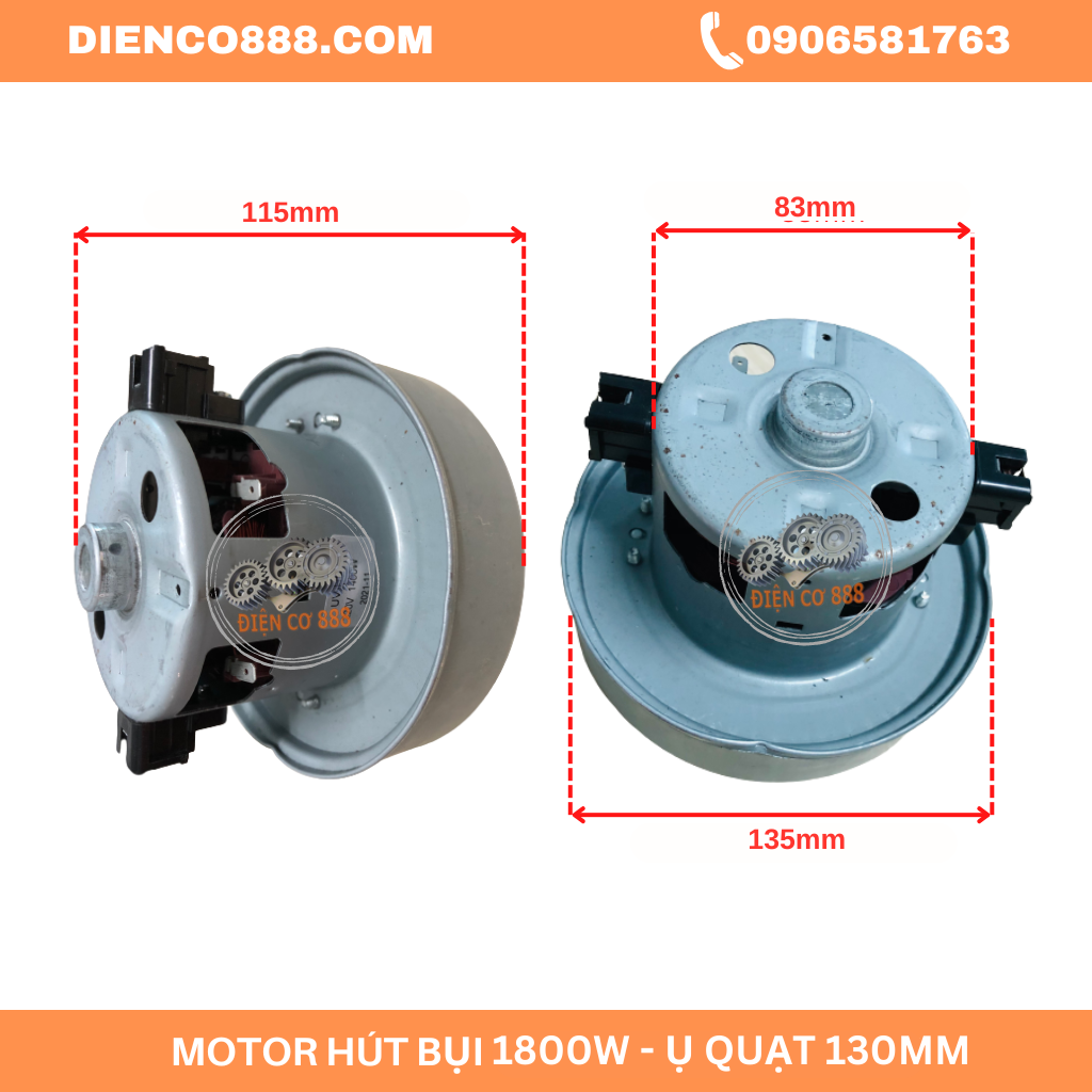 Motor máy hút bụi 1400w ụ quạt rộng 135mm 220v - 100% dây đồng