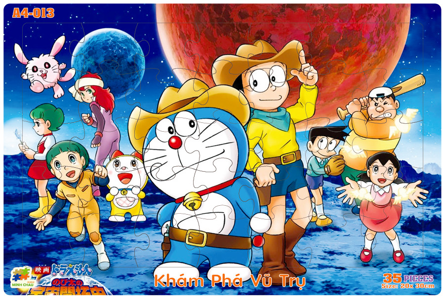 BỘ GHÉP HÌNH DORAEMON KHÁM PHÁ VŨ TRỤ / BỘ TRANH GHÉP THÔNG MINH - 35 MẢNH GHÉP LỚN