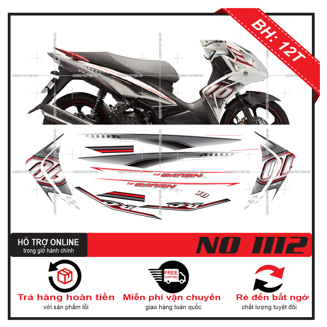 TEM RỜI NOUVO 5 SỐ 10 DÁN XE TRẮNG