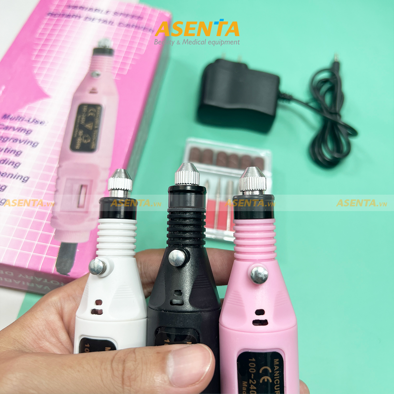 Máy mài móng nail mini, máy mài móng mini cầm tay mini Asenta (Chính hãng)