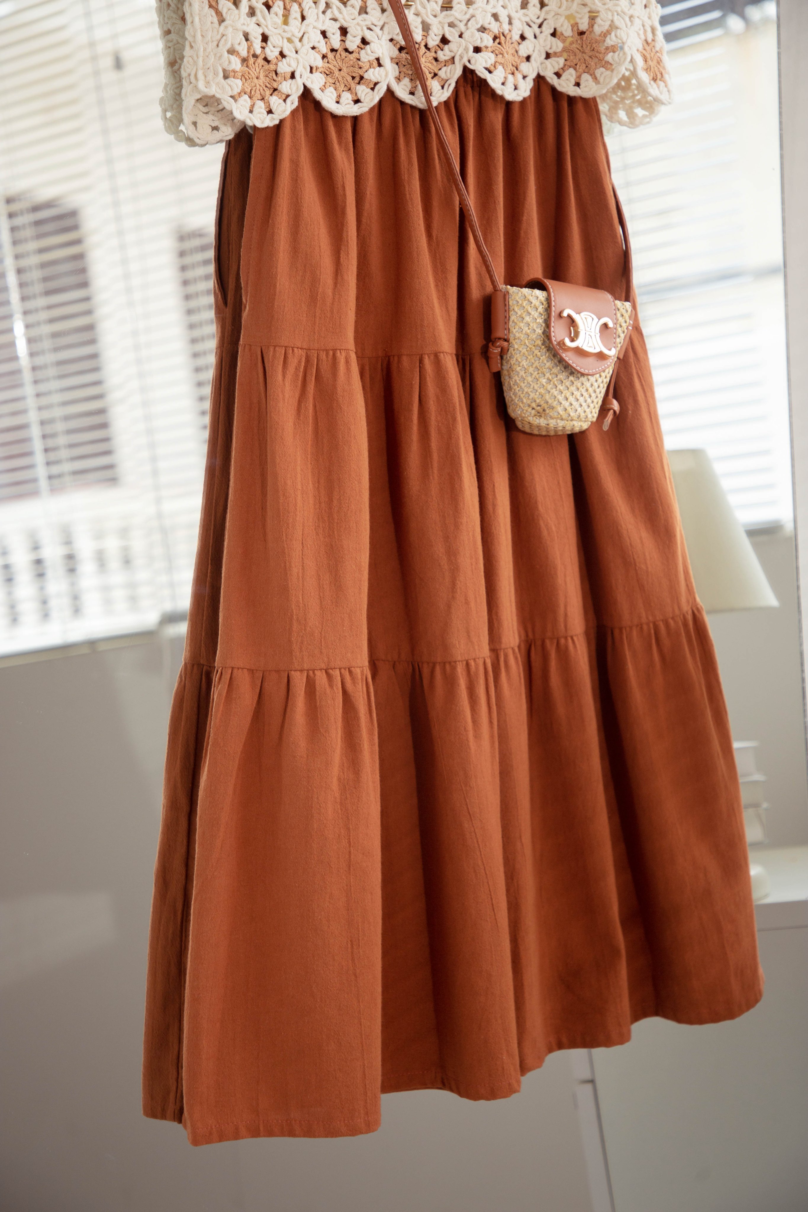 MORI - Chân váy xòe linen