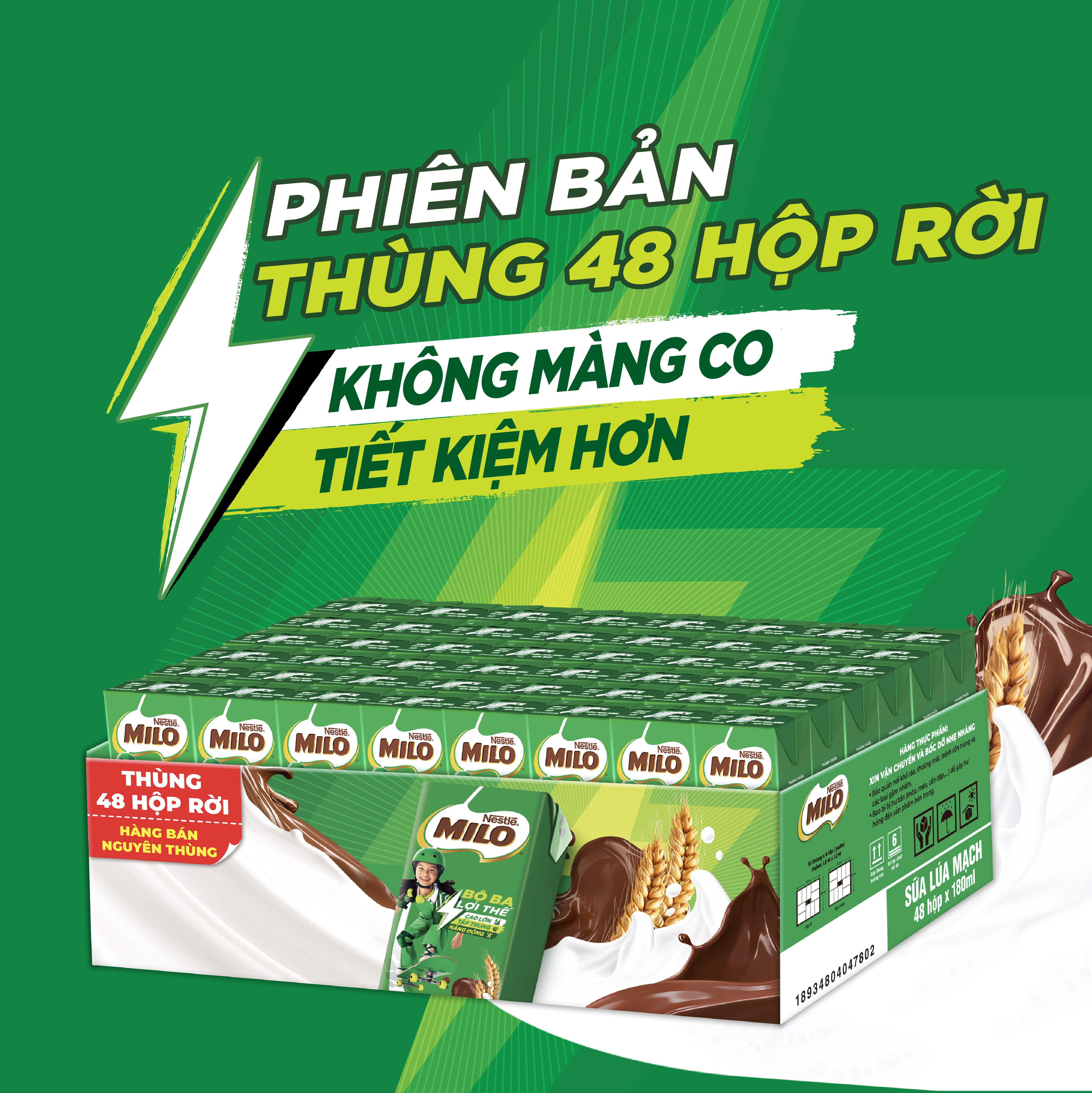 [May Promotion] Freeship Hcm] Box of 48 Boxes of Nestlé Film-Free Barley Milk ®   Milo ®   180ml