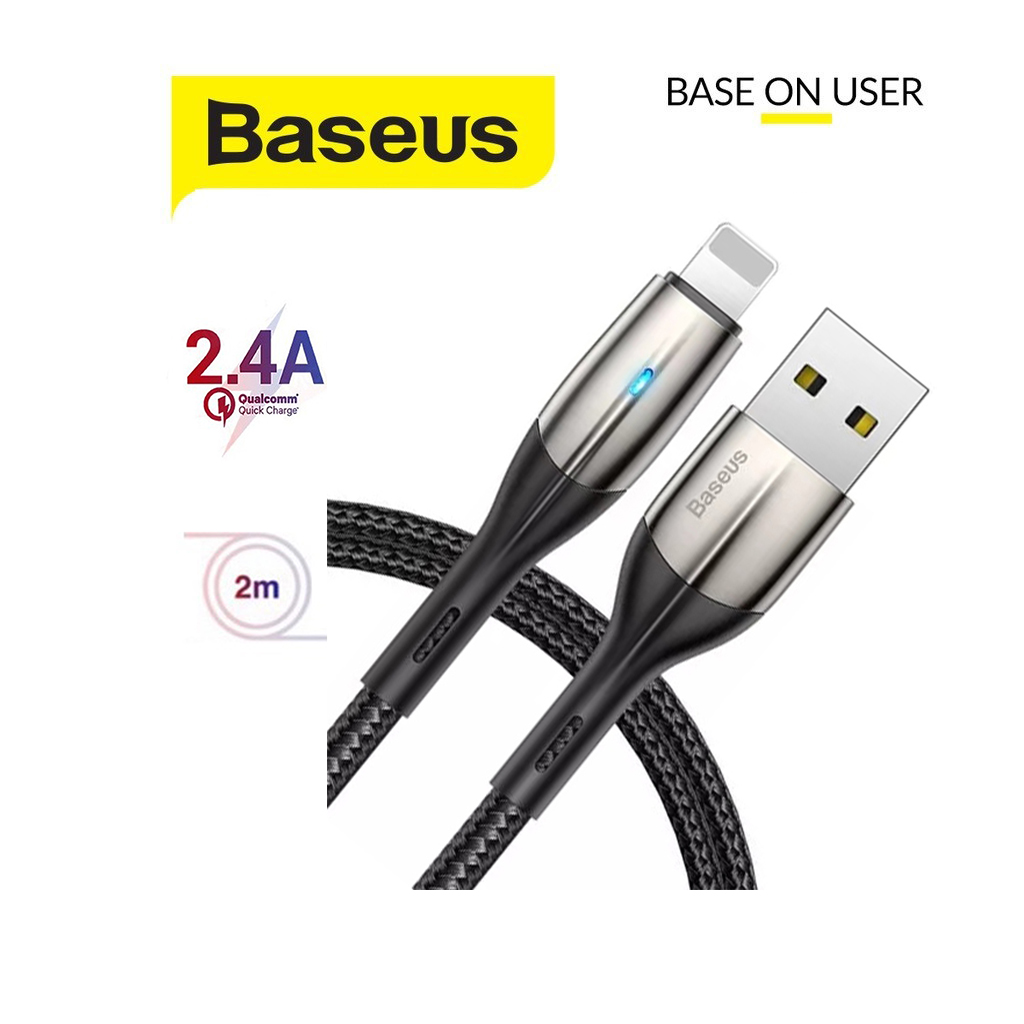 Cáp sạc Baseus Horizontal Data Lightning và truyền dữ liệu tốc độ cao cho iPhone/ iPad dài 1m/2m