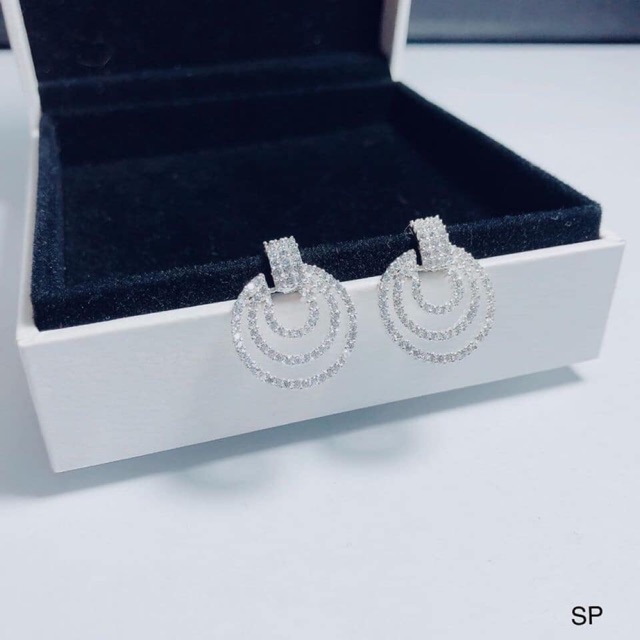 Bông tai nữ bạc ta đính đá mẫu mới trẻ trung-JQN gian hàng chính hãng cam kết Bạc chuẩn, Chất lượng không lo đen xỉn