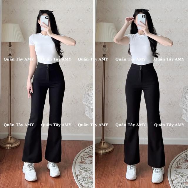 Quần ống loe cạp cao 2 cúc cực kì tôn dáng-MAS-mã 65D
