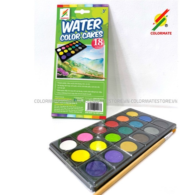 Màu nước colormate dạng nén hộp 18 màu - colormate