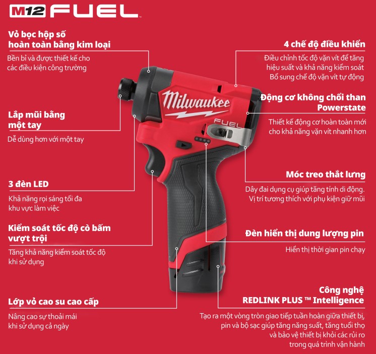 Máy khoan bắt vít M12 FID2 Milwaukee gen 4