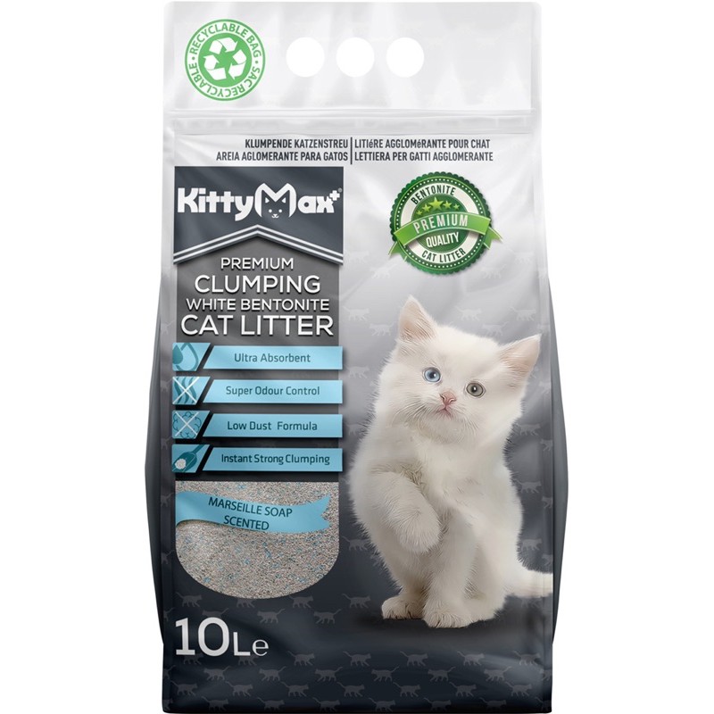 Cát vệ sinh cho mèo Kitty Max 10L, Cát vệ sinh đất sét cho mèo, cát vệ sinh vón cục và khử mùi tối ưu