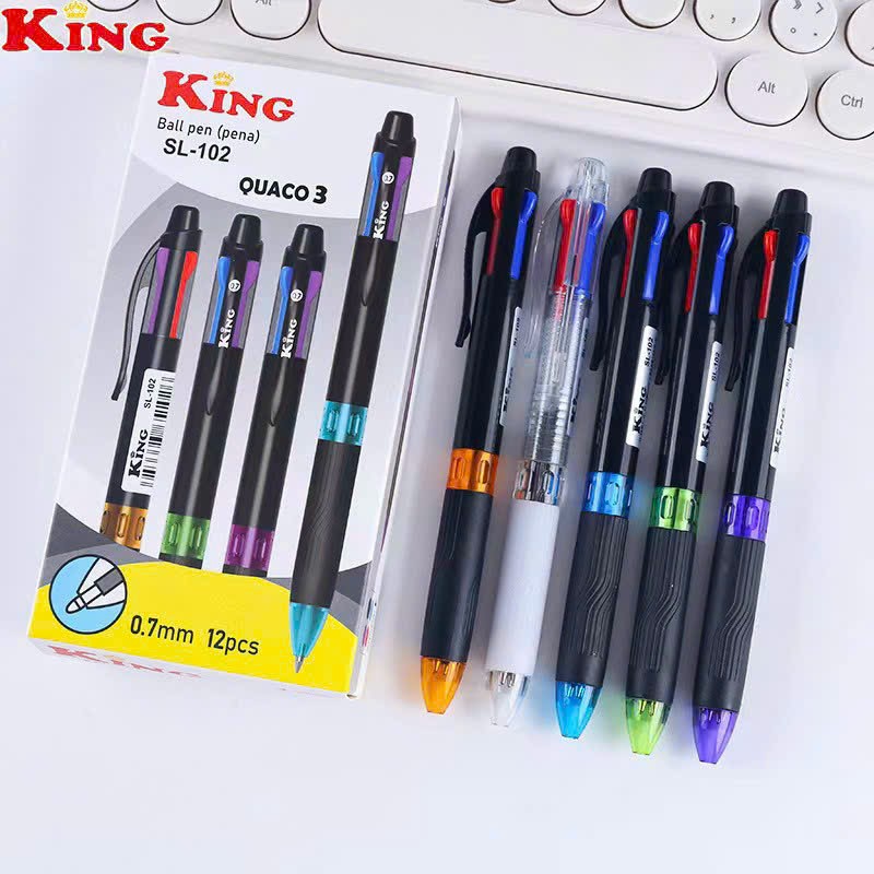 Hộp 12 cây bút bi bấm 4 ngòi chất lượng tốt sl-102 ngòi 0.5mm