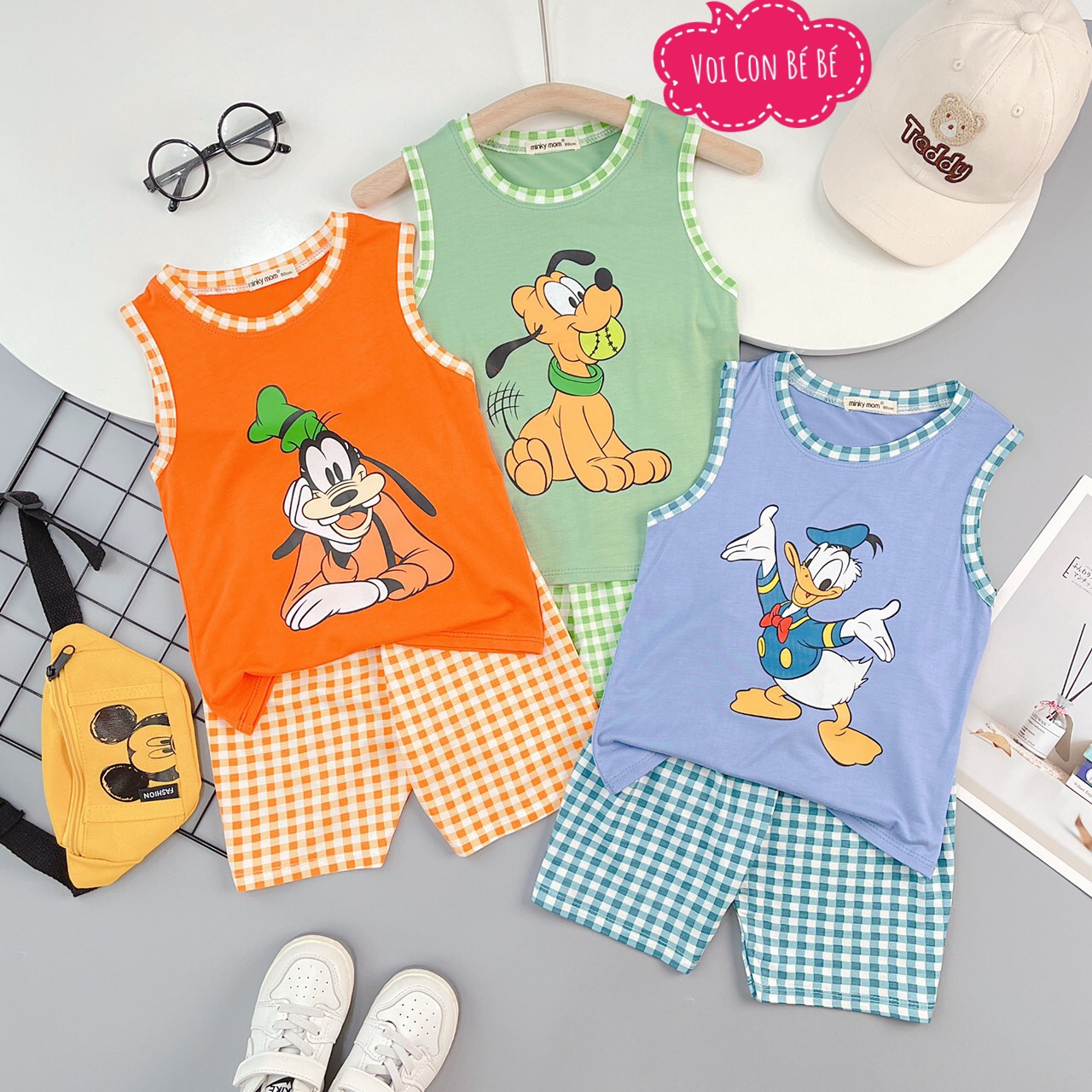 (7-18kg) Bộ ba lỗ Minky Mom cho bé trai bé gái