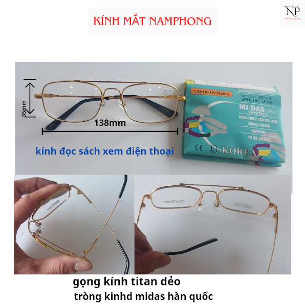 Kính viễn thị lão thị gọng dẻo titan đọc sách xem điện thoạiđi đường