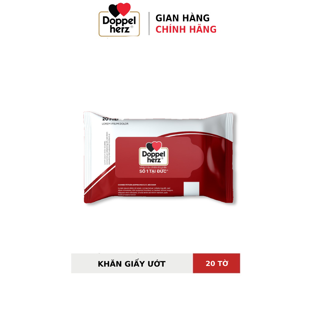 [QUÀ TẶNG KHÔNG BÁN] Khăn giấy ướt Doppelherz (20 tờ/bịch)