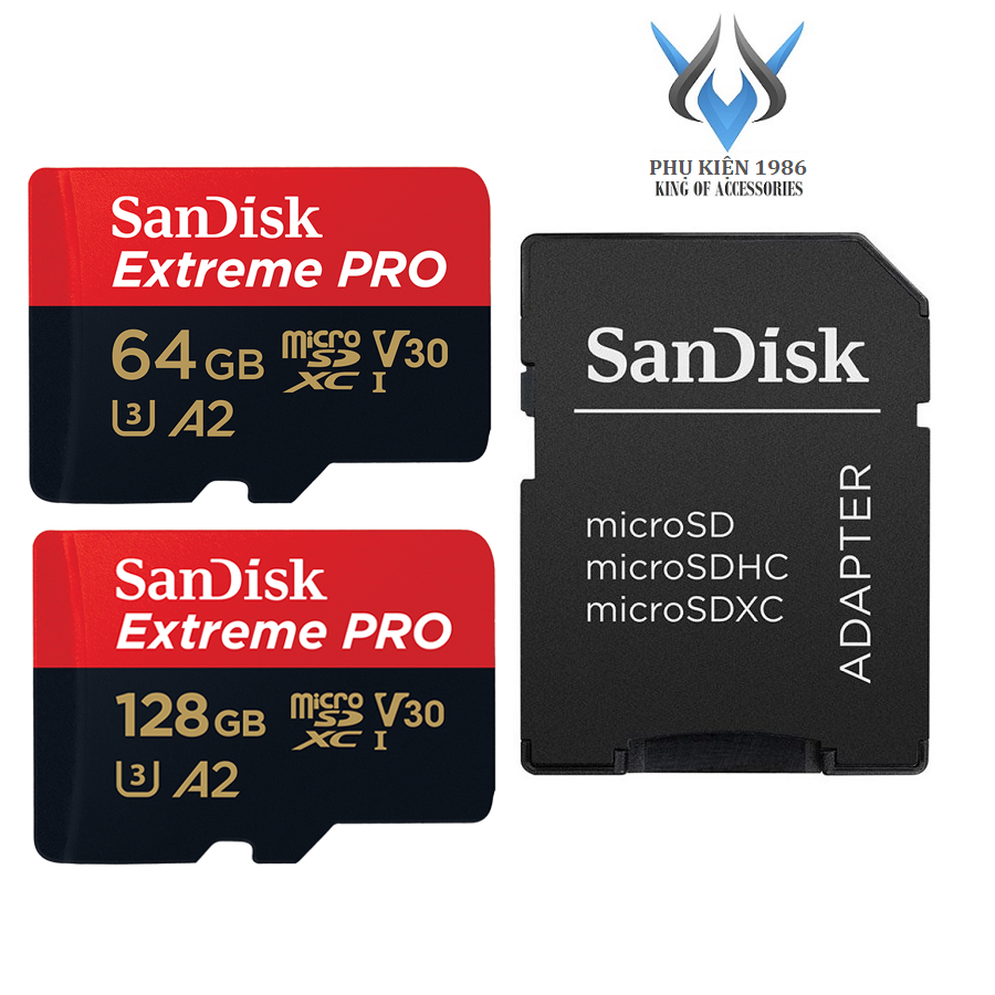 Memory card microSDXC SanDisk Extreme Pro 64GB / 128GB A2 V30 U3 4K R170MB/s W90MB/s (black)