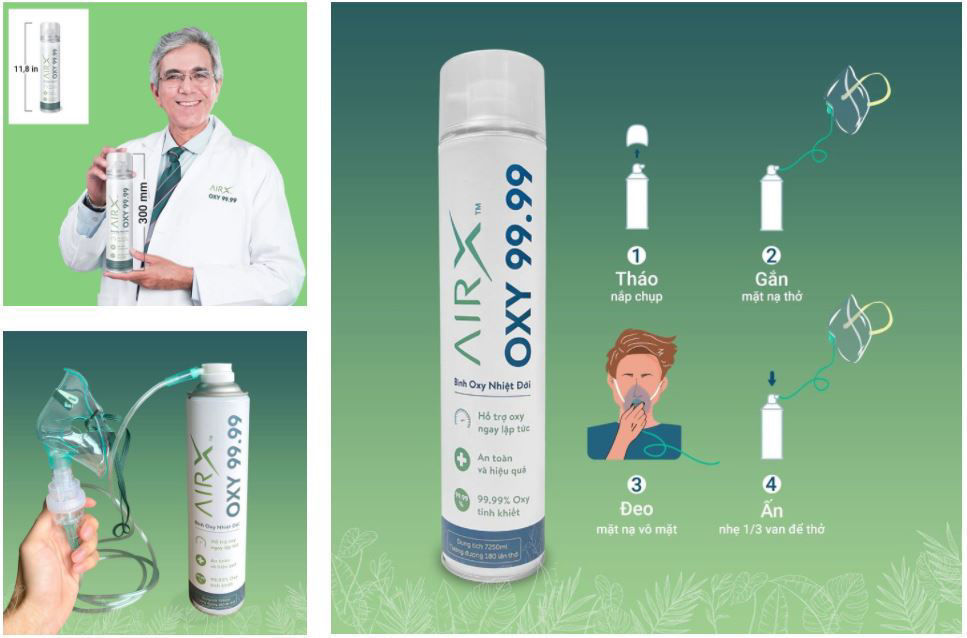 [HCM][Hỗ Trợ Mùa Dịch ] BÌNH OXY NHIỆT ĐỚI - AIRX OXY 99.99+  Mask Thở Oxy Krystal Mask (Bình Oxy Nhiệt Đới AirX 7250ml - 180 Lần Thở Và Mask Thở Oxy Tiệt Trùng - Krystal Mask)