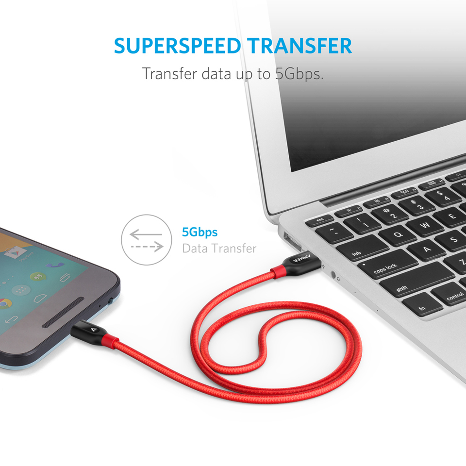 Cáp Anker PowerLine+ USB 3.0 ra USB-C - Dài 0.9m - A8168