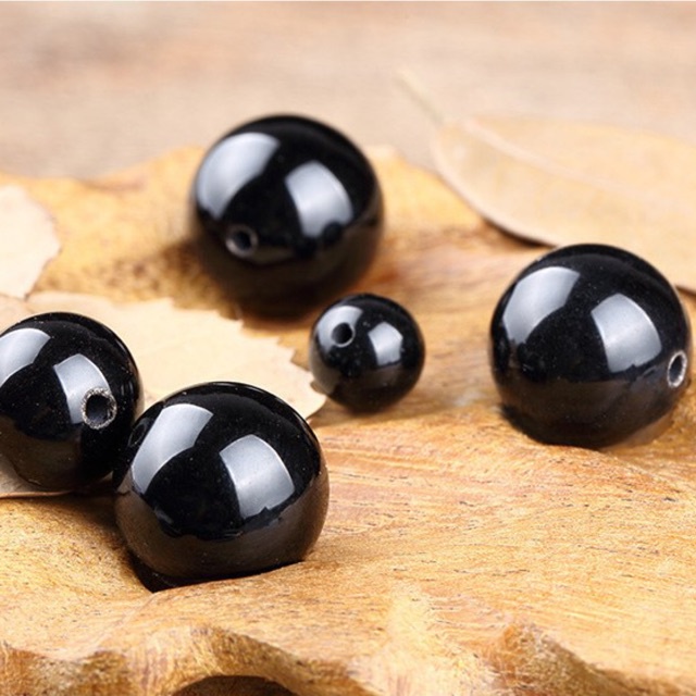 Hạt tròn A.gat Đen làm handmade DIY - MH431
