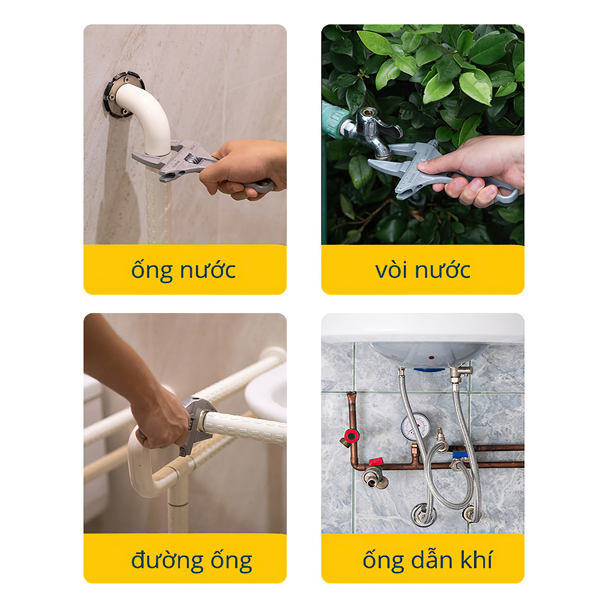 Mỏ lết Cờ lê vặn ống nước độ mở 6-68mm