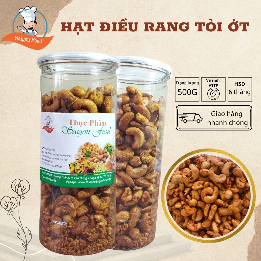 Hạt Điều Rang Tỏi Ớt Saigonfood 500g