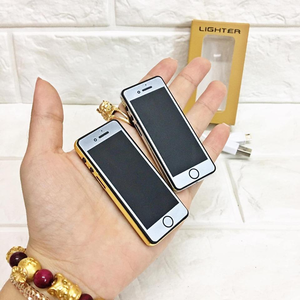 BẬT LỬA ĐIỆN IPHONE MINI 2 ĐÈN (ĐÈN PIN VÀ ĐÈN SOI TIỀN GIẢ) - (SẠC ĐIỆN)