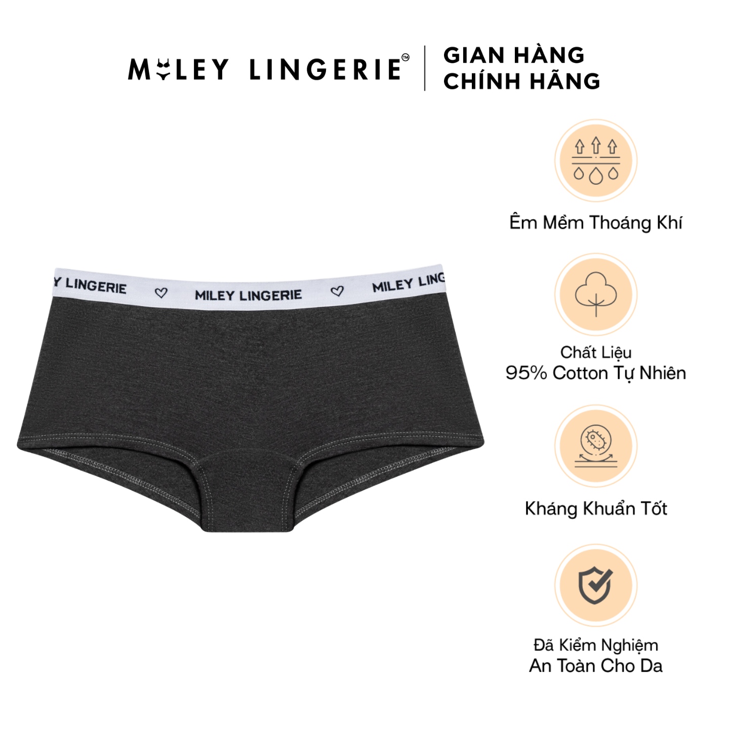 Quần Boy Short Sợi Vải Thiên Nhiên Bamboo Êm Mềm Kháng Khuẩn Miley Lingerie
