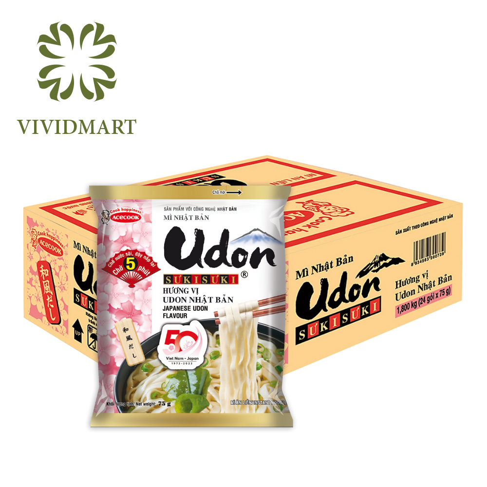 [1 box of 24 packages / 1 flavor] - ACECOOK - Instant Udon Sưkisưki comes in 2 flavors: Japanese Udon flavor and Teriyaki beef flavor (75g - 82g/ package)