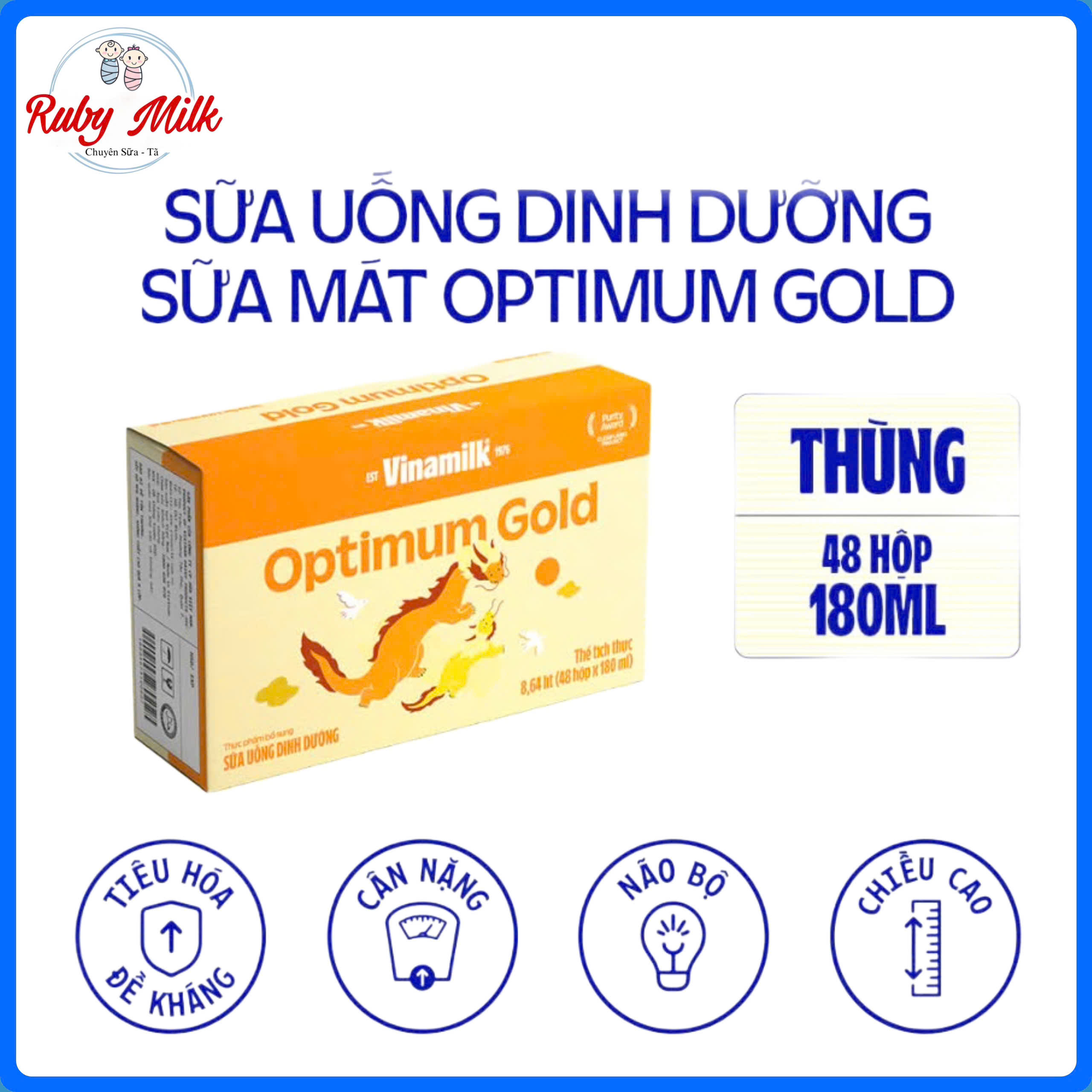 Thùng 48 hộp Sữa pha sẵn Optimum Gold 180ml