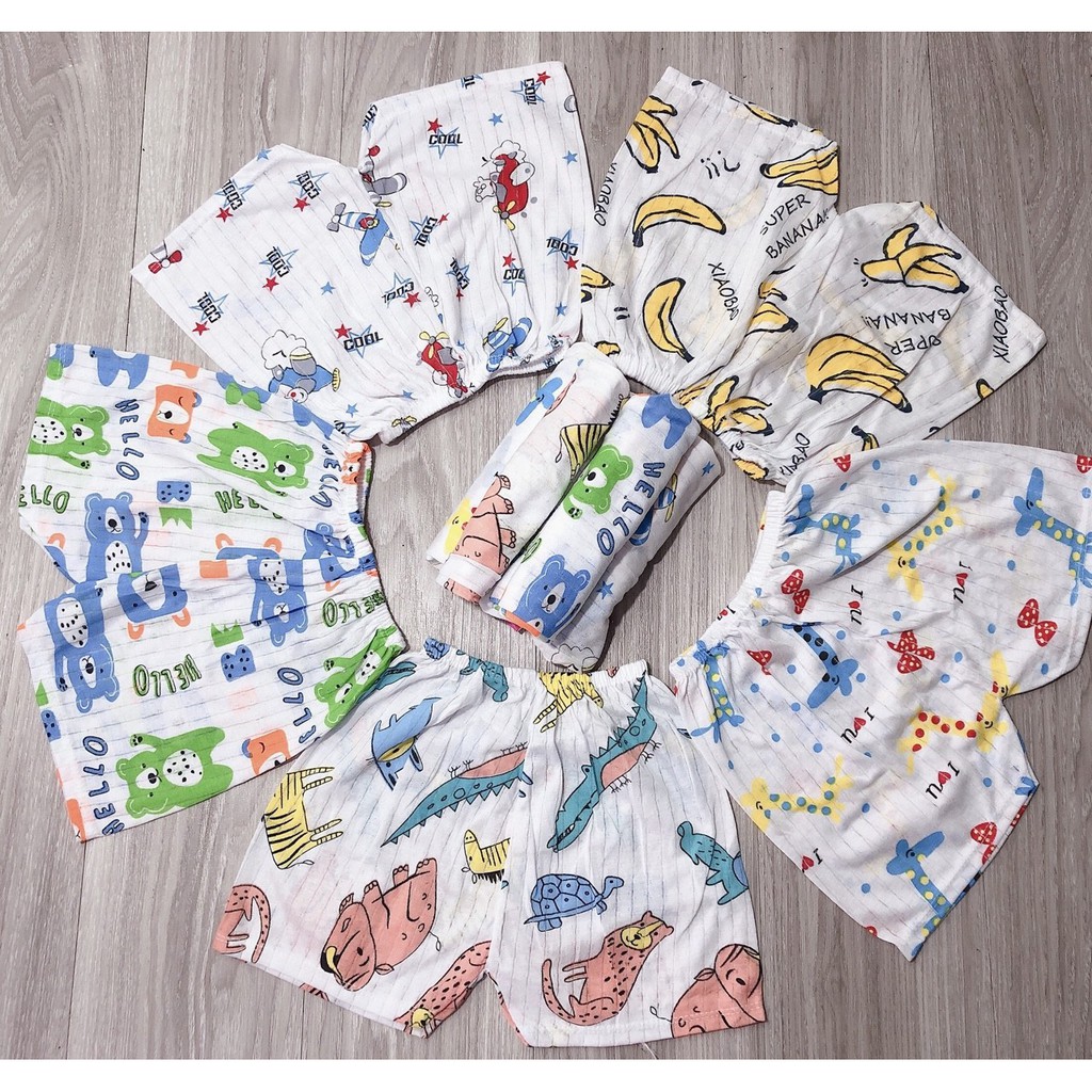 Sét 2 quần đùi cotton giấy cho bé