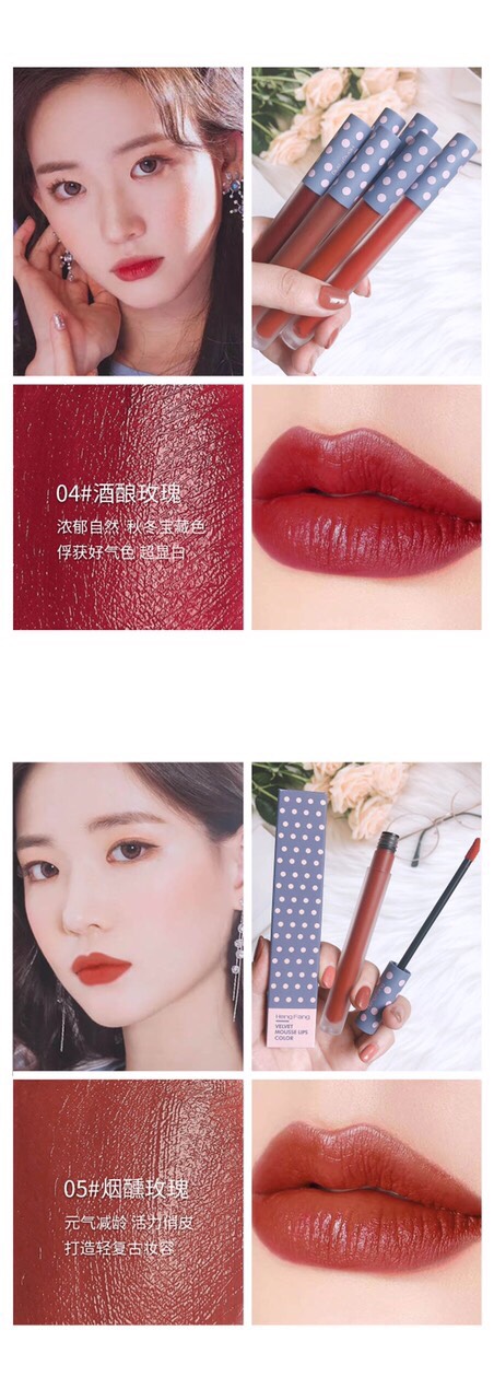 [HCM]Son kem hengFang Velvet Mousse chấm bi Lẻ 1 Cây .