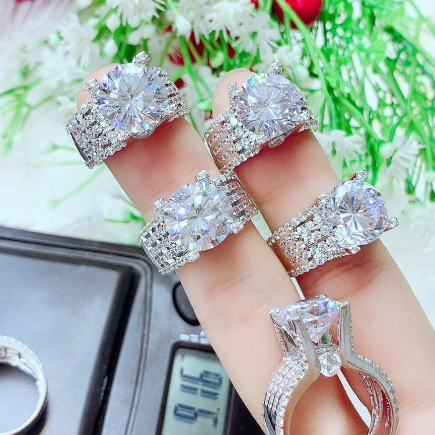 Nhẫn Nữ 4 Hàng Đá Đính Cao Tinh Xảo Bạch Kim - Bền Màu, Sử Dụng Được Thời Gian Lâu - HN7712 - QJ - Dùng Đeo Đi Tiệc Sang Trọng Lên Hình Sang Chảnh