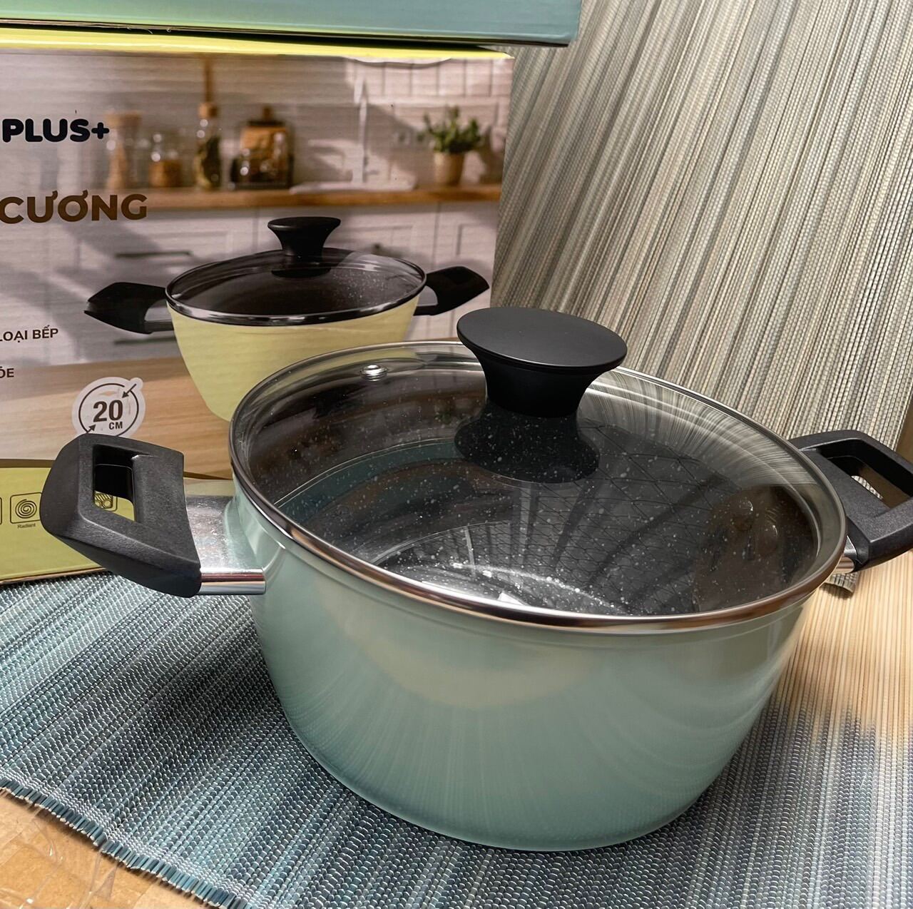 Nồi vân đá chống dính hoa cương greencook 20cm km nutifood