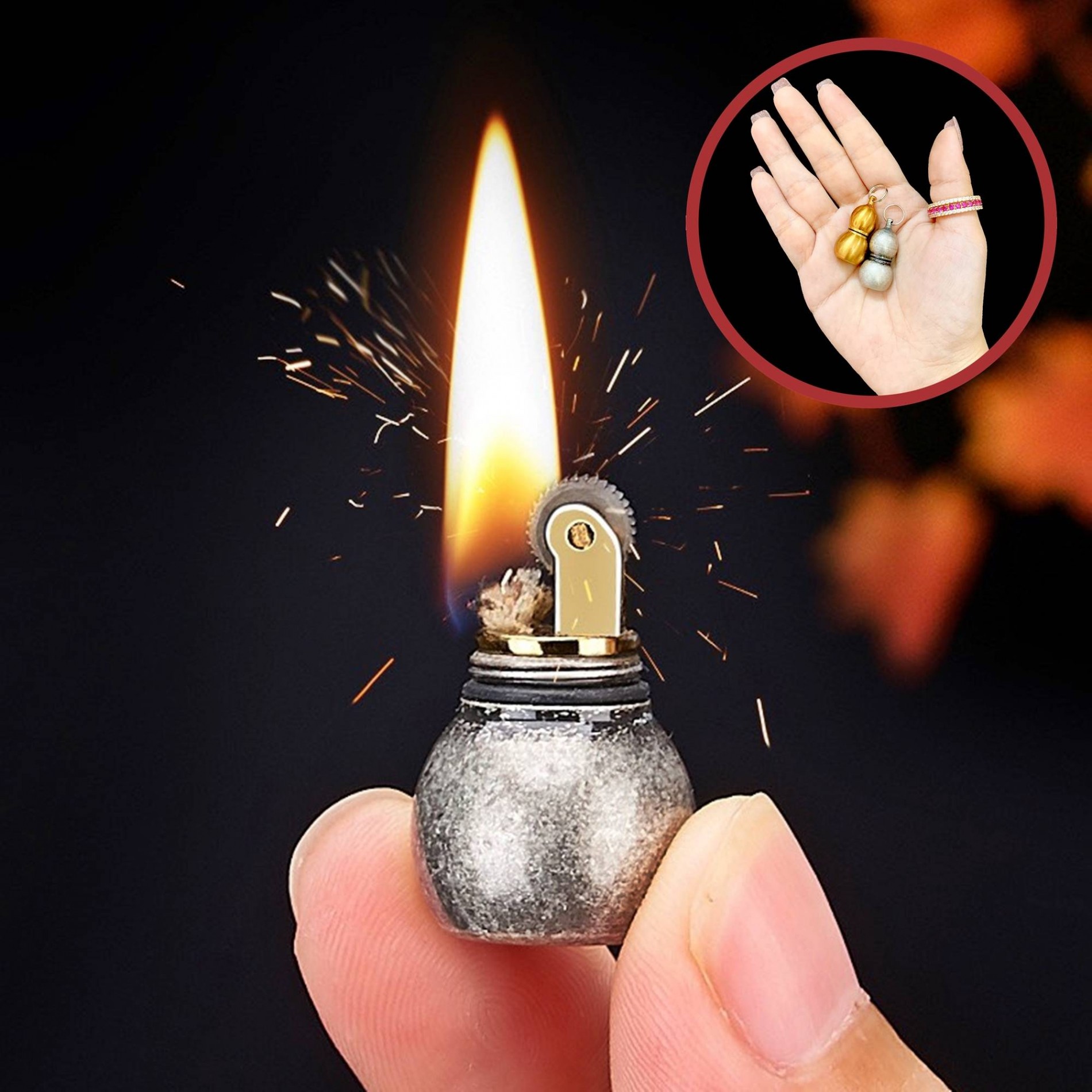 BẬT LỬA XĂNG ĐÁ - MÓC KHÓA HỒ LÔ MINI (KIM LOẠI)