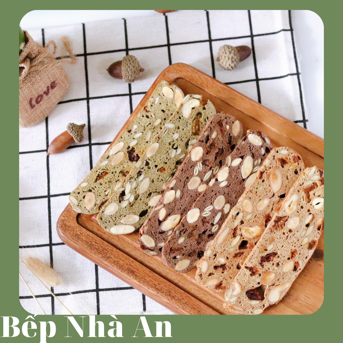 Biscotti (hoàn toàn từ bột mì nguyên cám) - mix 3 vị