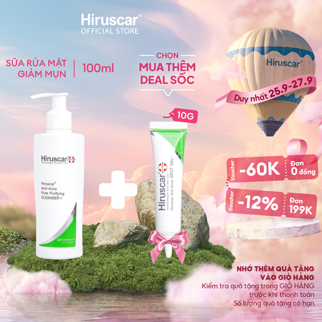 Sữa rửa mặt ngừa mụn Hiruscar Anti-Acne Cleanser+ 100ml
