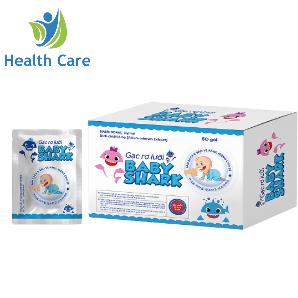 Gạc rơ lưỡi baby shark vshine – 50 gói – làm sạch và bảo vệ răng miệng cho bé