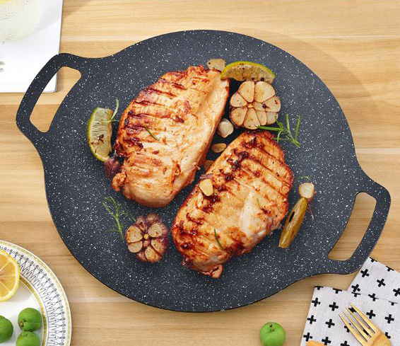 Chảo Nướng BBQ Không Cần Dầu Hàn Quốc, vỉ nướng chất liệu hợp kim nhôm phủ đá maifan chống dính Cao Cấp